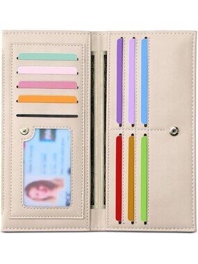 Slim RFID Blocking Wallet for Women, Bifold Credit Card Holder with Zipper